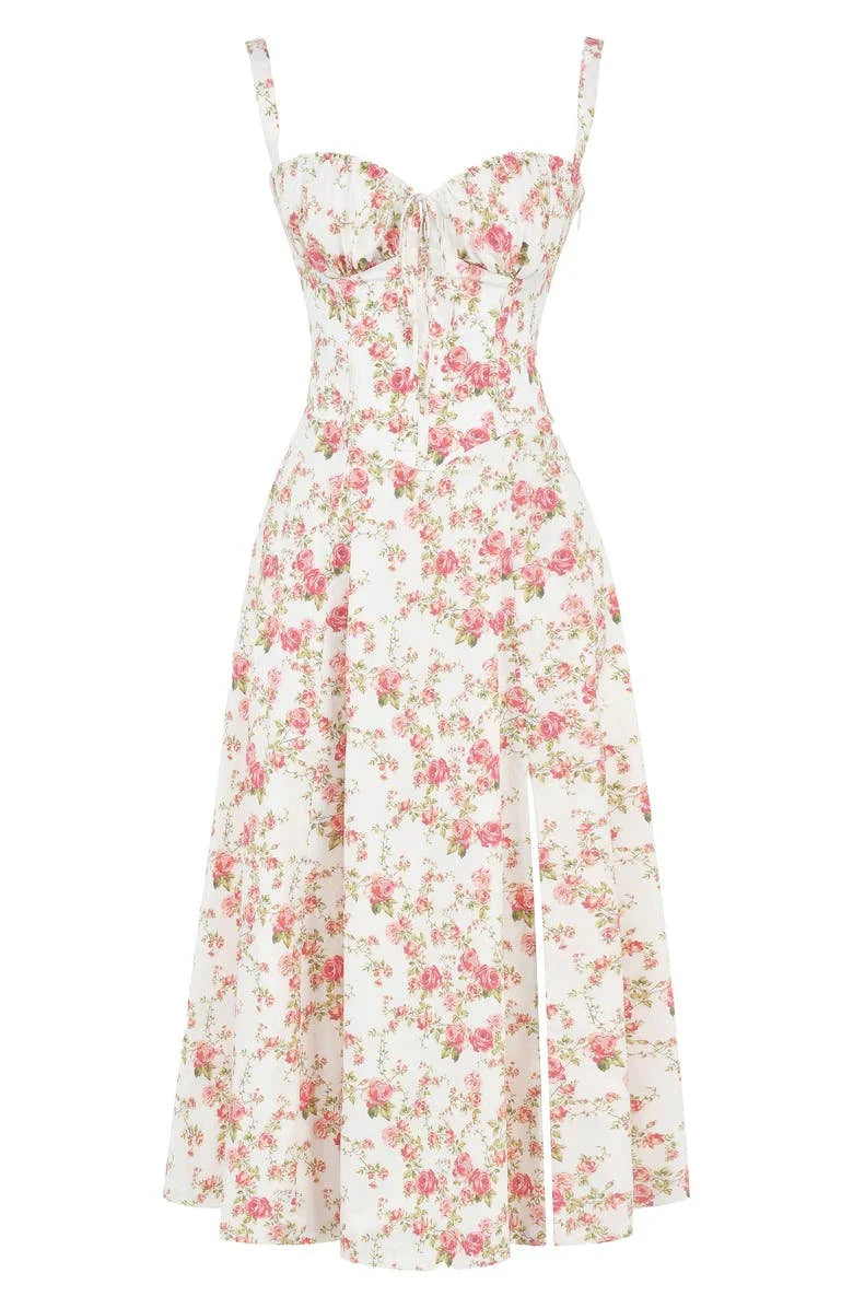 Dress Women Summer Floral Adjustable Waist