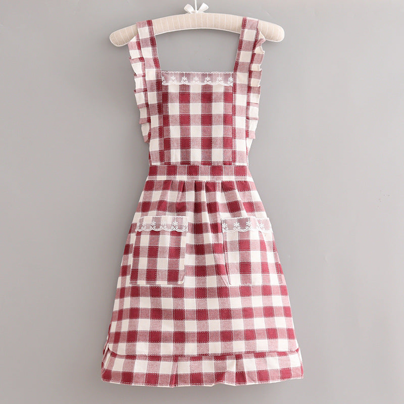 Apron Farmhouse Plaid With Front Pockets