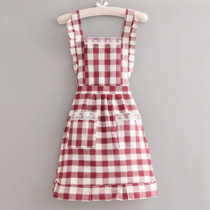 Apron Farmhouse Plaid With Front Pockets