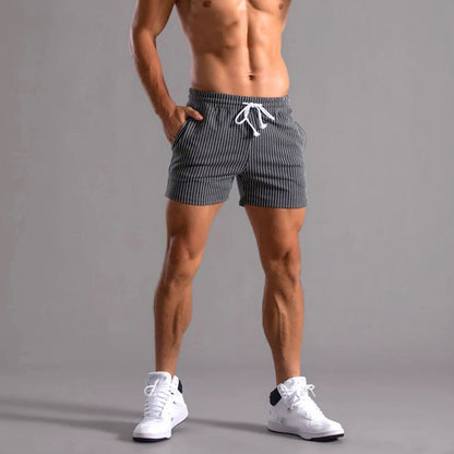 Athleisure Shorts Pinstriped Adjustable Drawstring Waist