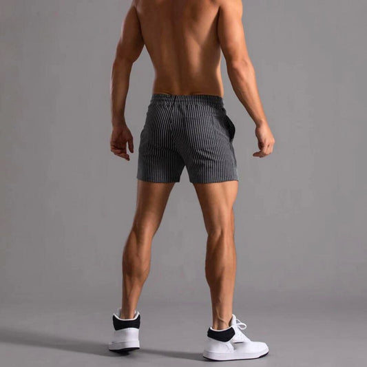 Athleisure Shorts Pinstriped Adjustable Drawstring Waist