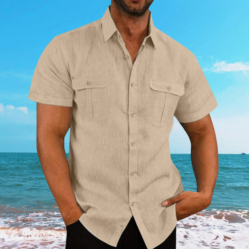 Beach Shirt Breathable Cotton Linen Blend