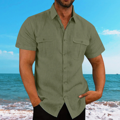 Beach Shirt Breathable Cotton Linen Blend