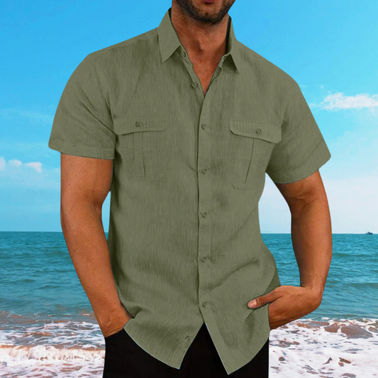 Beach Shirt Breathable Cotton Linen Blend
