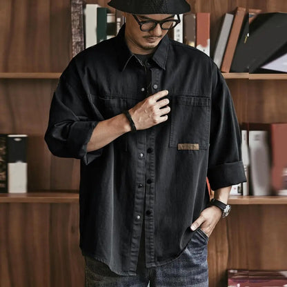 Button Up Shirt Men Vintage Cotton Blend
