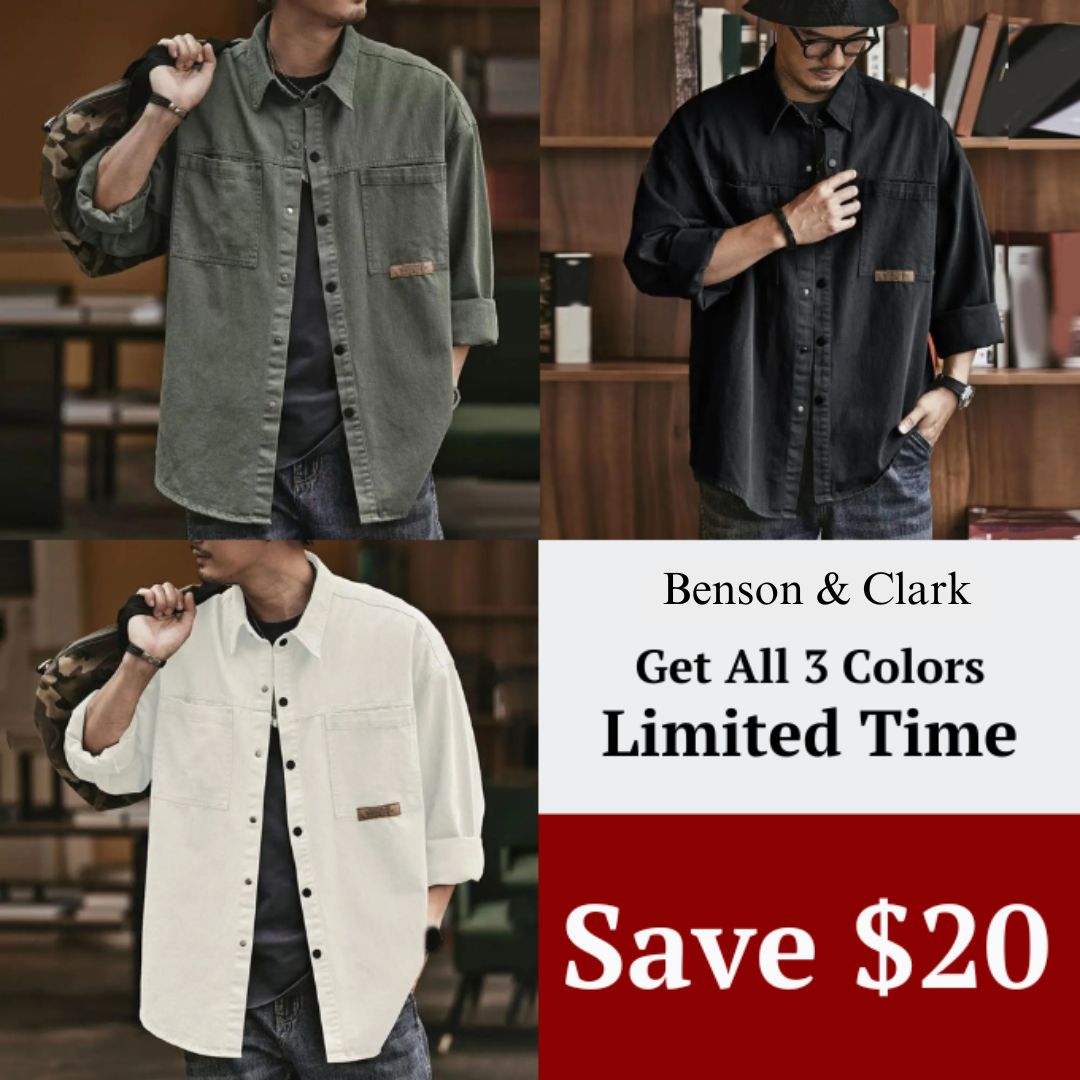 Button Up Shirt Men Vintage Cotton Blend