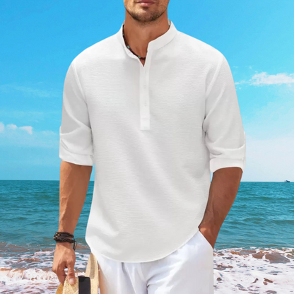 Casual Shirt Lightweight Breathable Cotton Linen Blend