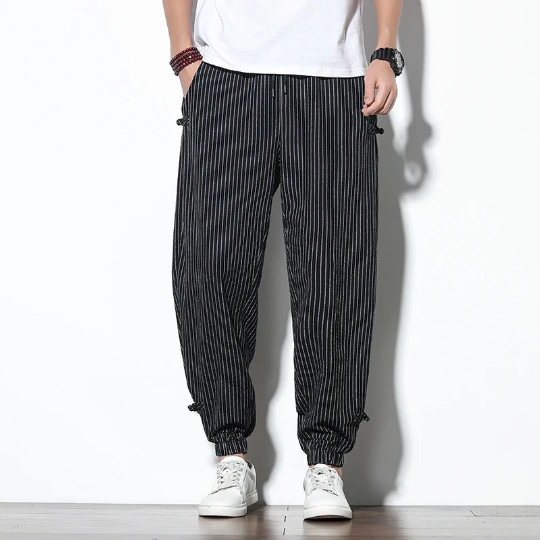 Chinos Straight Fit Linen Cotton Drawcord Waist