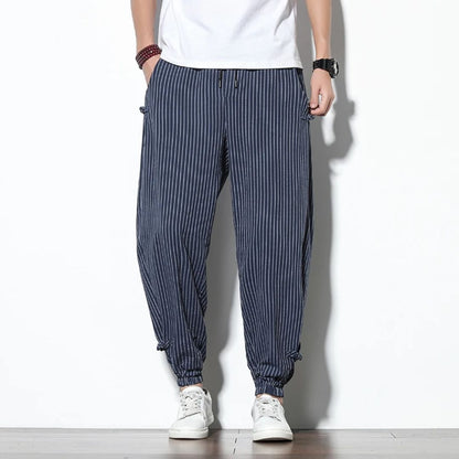 Chinos Straight Fit Linen Cotton Drawcord Waist