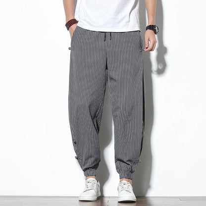 Chinos Straight Fit Linen Cotton Drawcord Waist