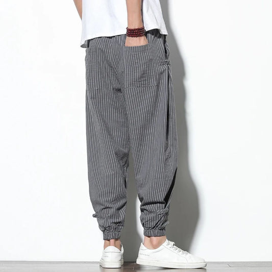 Chinos Straight Fit Linen Cotton Drawcord Waist