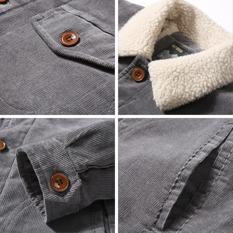 Corduroy Jacket Padded Cotton Lined Windproof