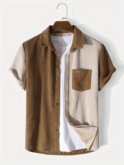 Corduroy Shirt And Shorts Set Men's Tailored