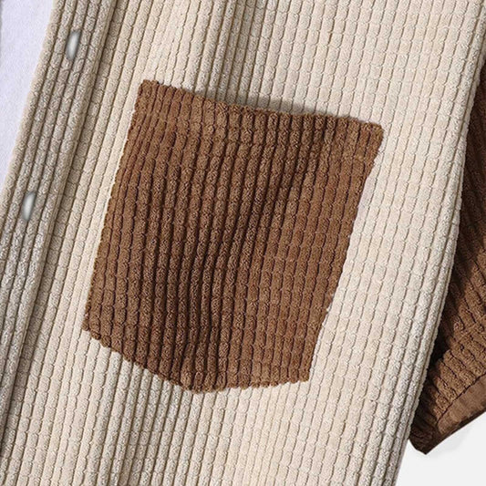 Corduroy Shirt And Shorts Set Men's Tailored