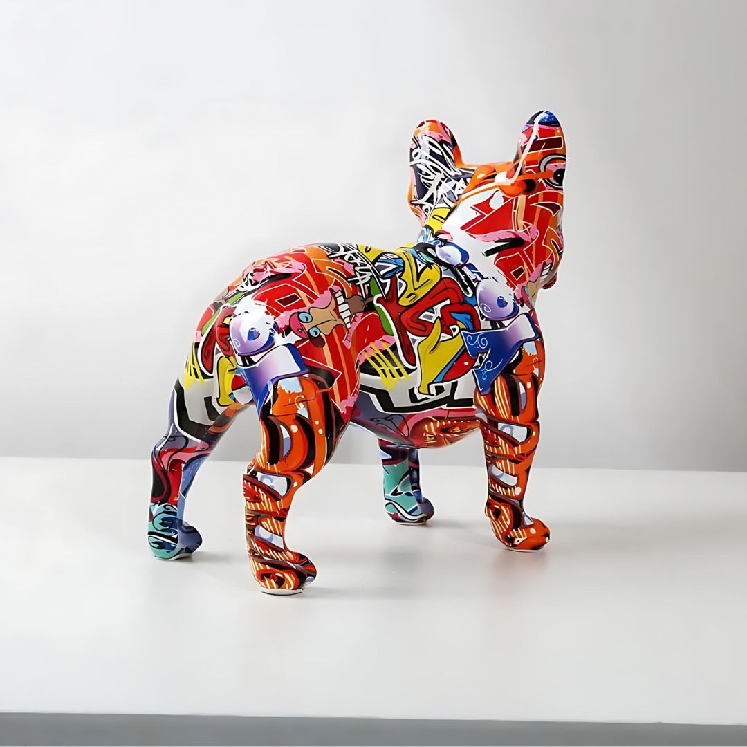 Decorative French Bulldog Sculpture Graffiti Style
