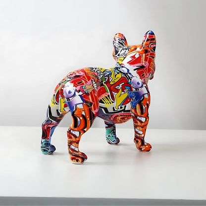 Decorative French Bulldog Sculpture Graffiti Style