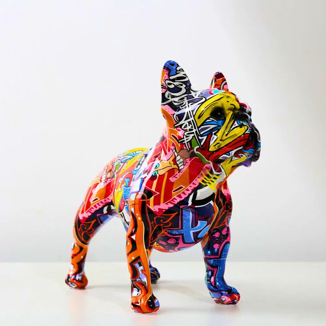 Decorative French Bulldog Sculpture Graffiti Style