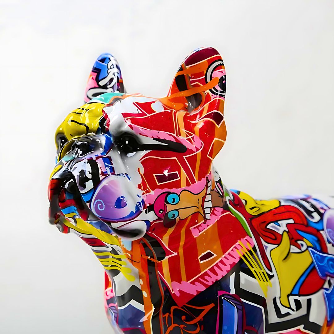 Decorative French Bulldog Sculpture Graffiti Style