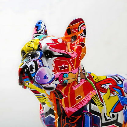 Decorative French Bulldog Sculpture Graffiti Style