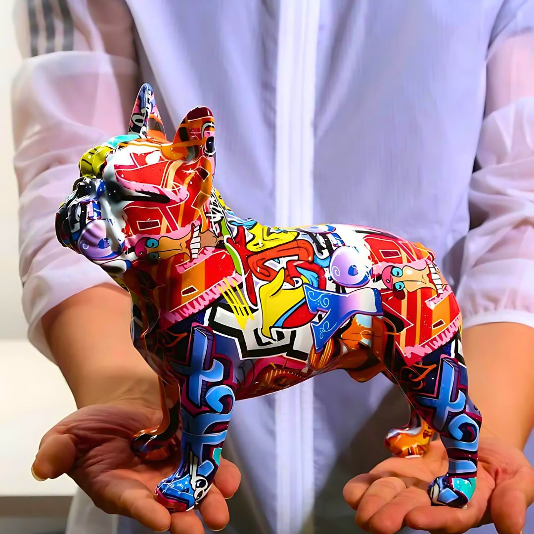 Decorative French Bulldog Sculpture Graffiti Style