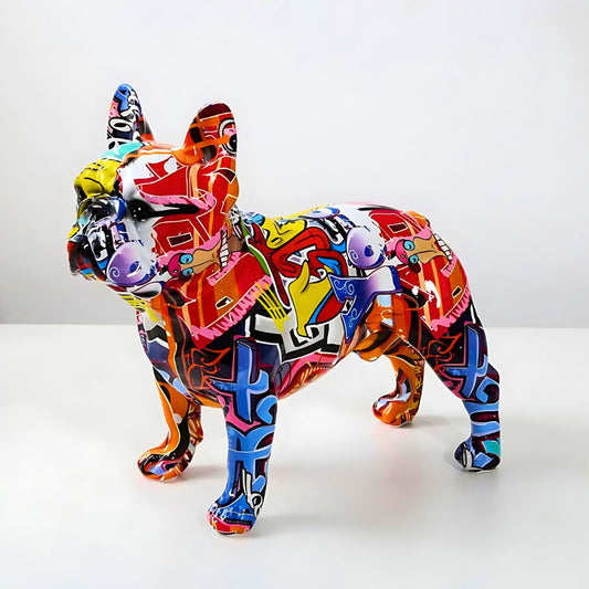 Decorative French Bulldog Sculpture Graffiti Style