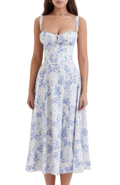 Dress Women Summer Floral Adjustable Waist