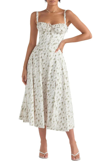 Dress Women Summer Floral Adjustable Waist