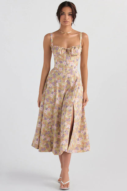 Dress Women Summer Floral Adjustable Waist