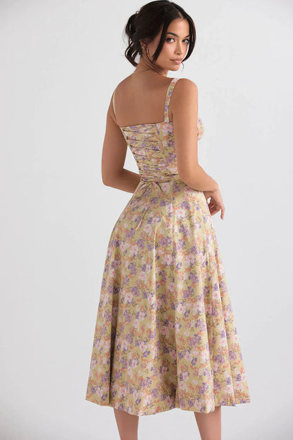 Dress Women Summer Floral Adjustable Waist