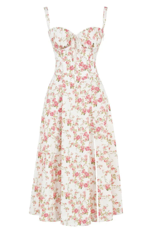 Dress Women Summer Floral Adjustable Waist