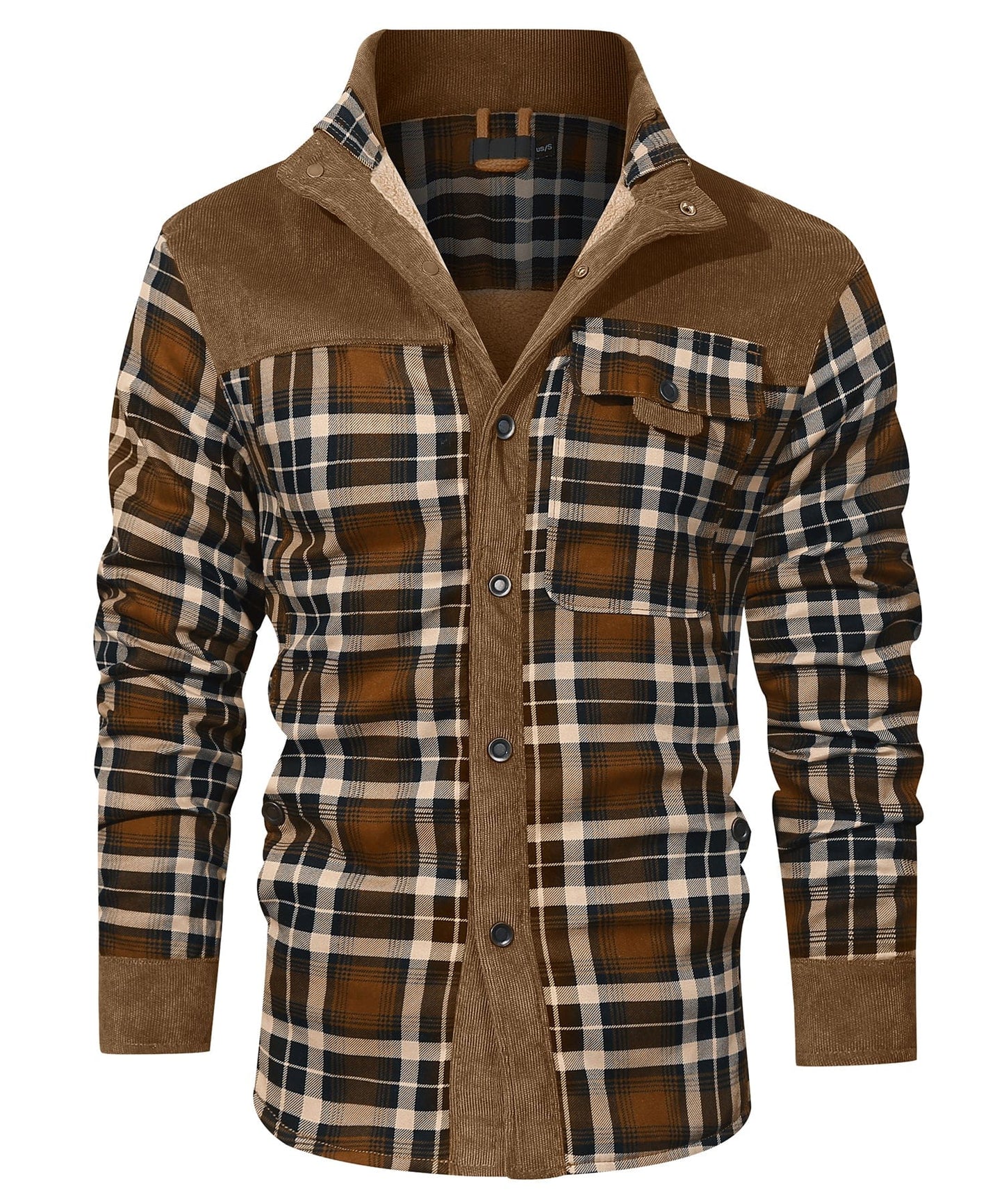 Flannel Jacket Quilted Faux Fur Lined