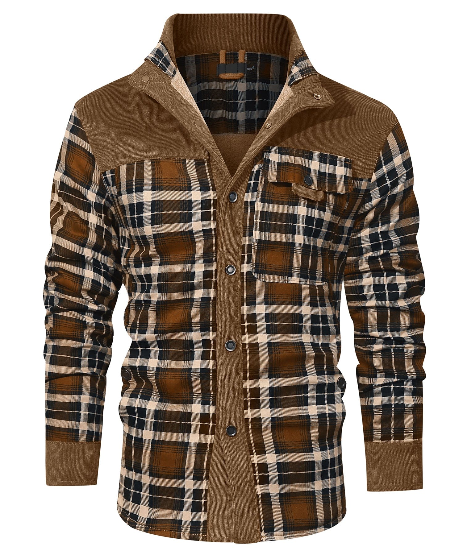 Flannel Jacket Quilted Faux Fur Lined