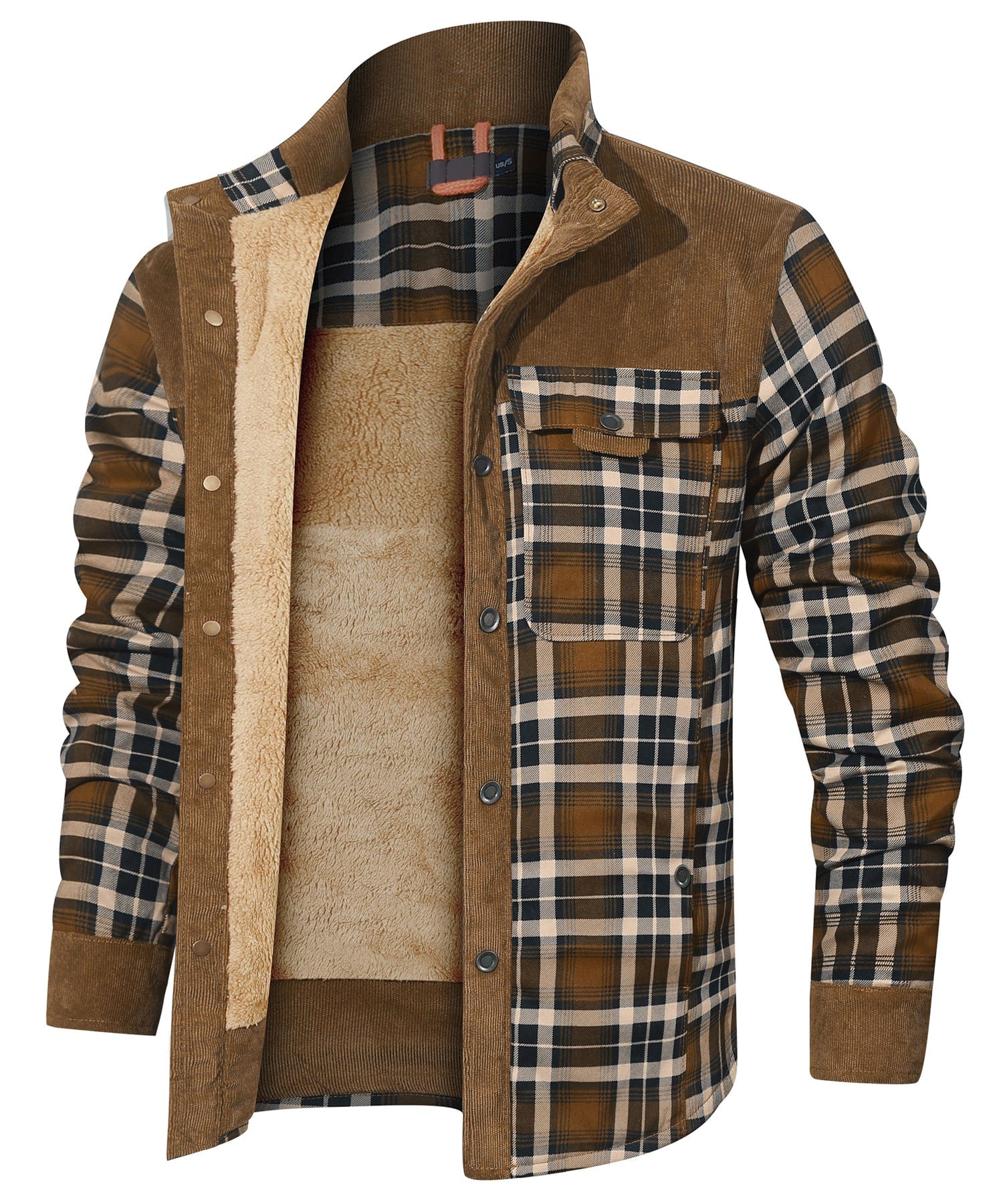 Flannel Jacket Quilted Faux Fur Lined