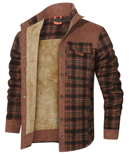 Flannel Jacket Quilted Faux Fur Lined