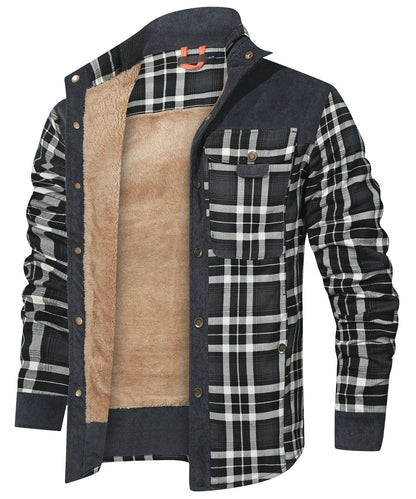 Flannel Jacket Quilted Faux Fur Lined