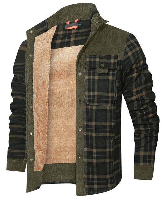 Flannel Jacket Quilted Faux Fur Lined