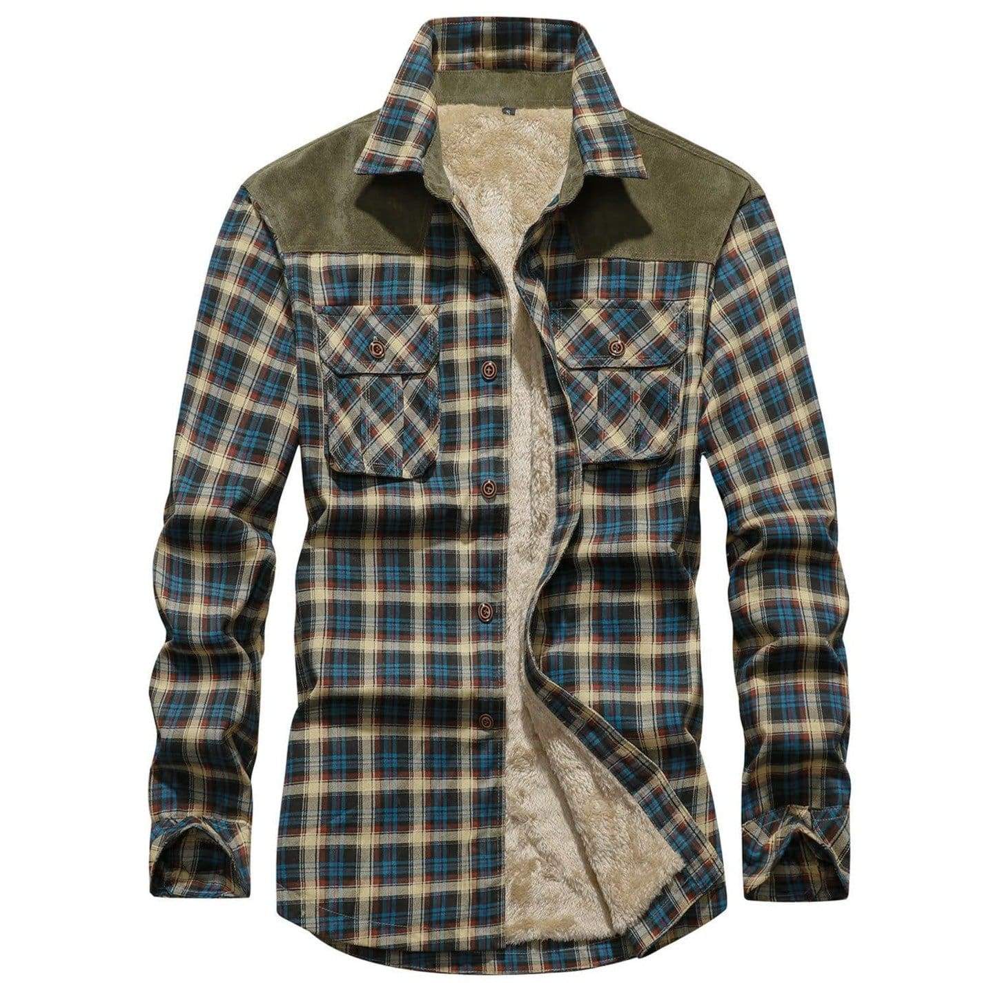 Flannel Jacket Quilted Sleeves Faux Fur Lined