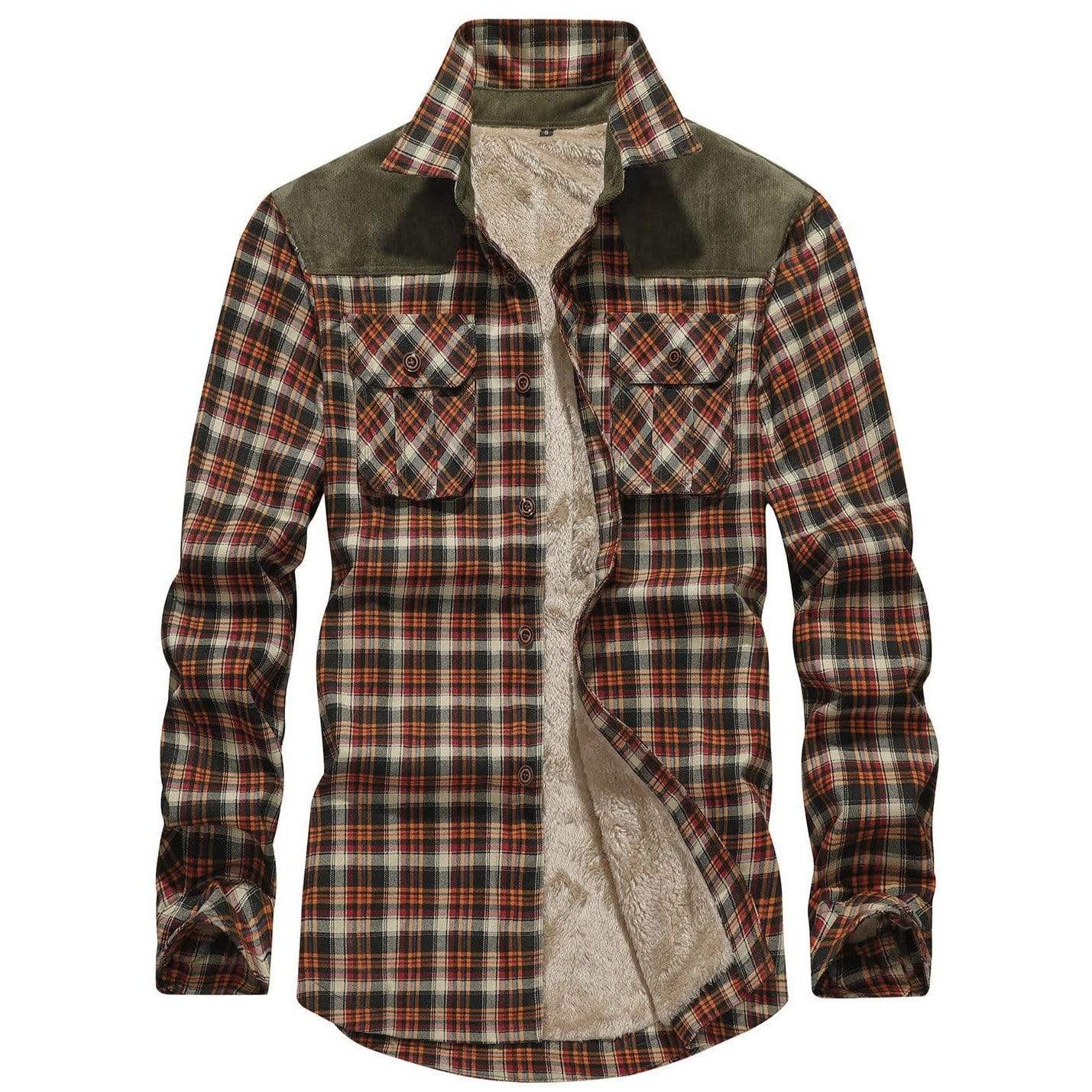 Flannel Jacket Quilted Sleeves Faux Fur Lined