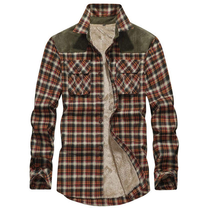 Flannel Jacket Quilted Sleeves Faux Fur Lined