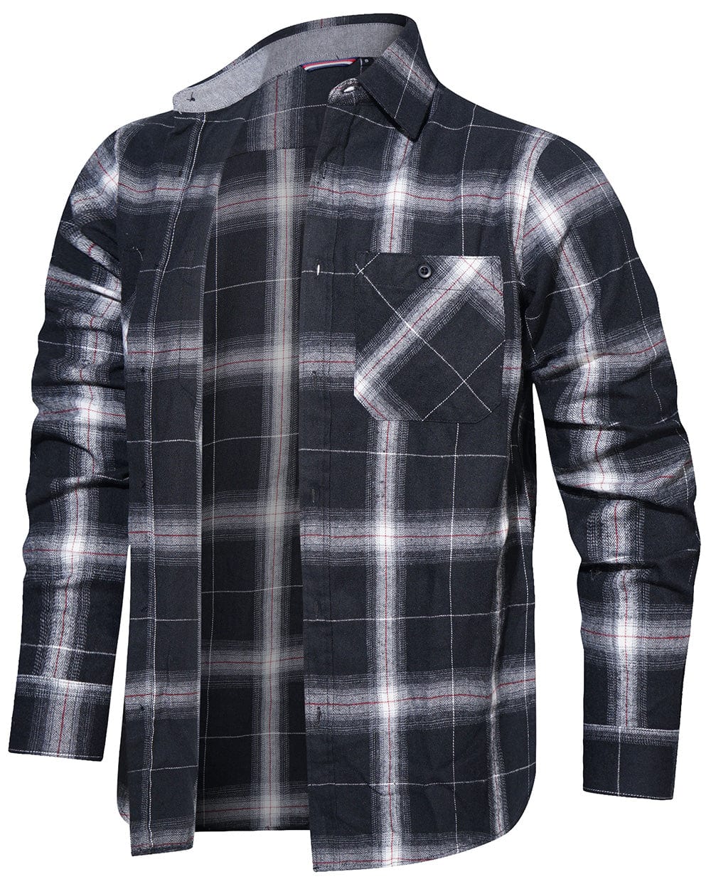Flannel Shirt Cotton Blend Plaid Long Sleeve