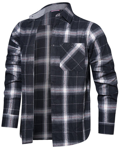 Flannel Shirt Cotton Blend Plaid Long Sleeve