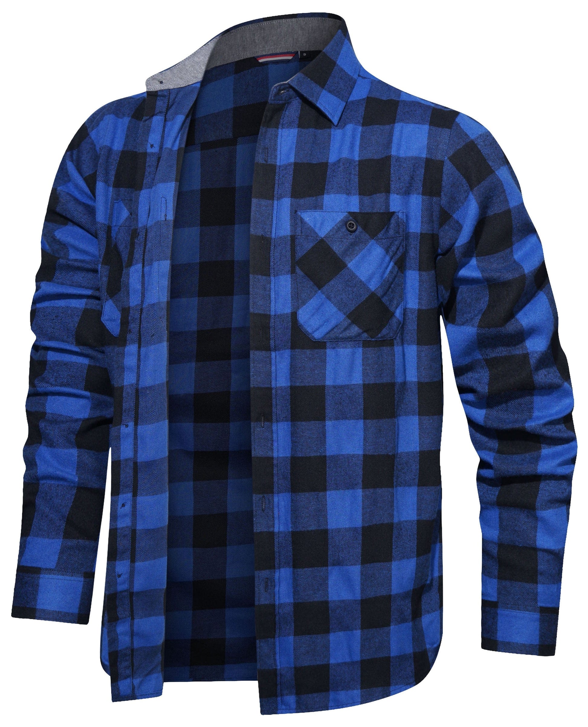 Flannel Shirt Cotton Blend Plaid Long Sleeve