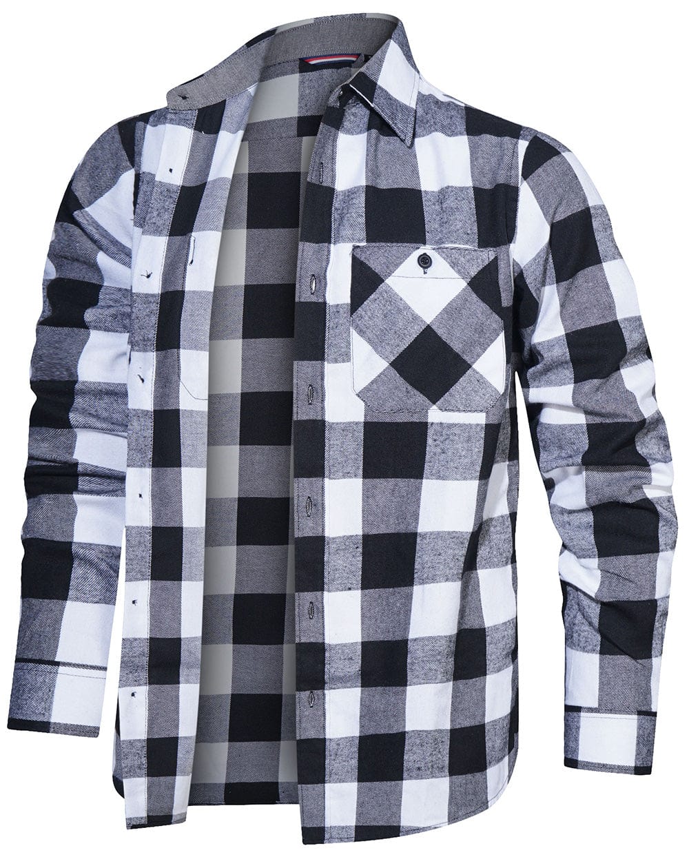 Flannel Shirt Cotton Blend Plaid Long Sleeve