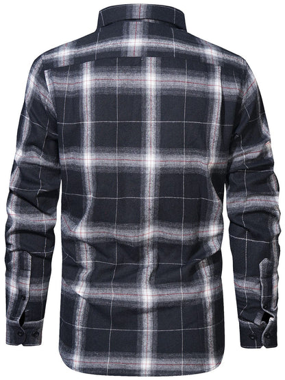 Flannel Shirt Cotton Blend Plaid Long Sleeve