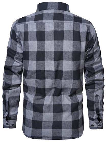 Flannel Shirt Cotton Blend Plaid Long Sleeve
