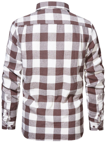 Flannel Shirt Cotton Blend Plaid Long Sleeve