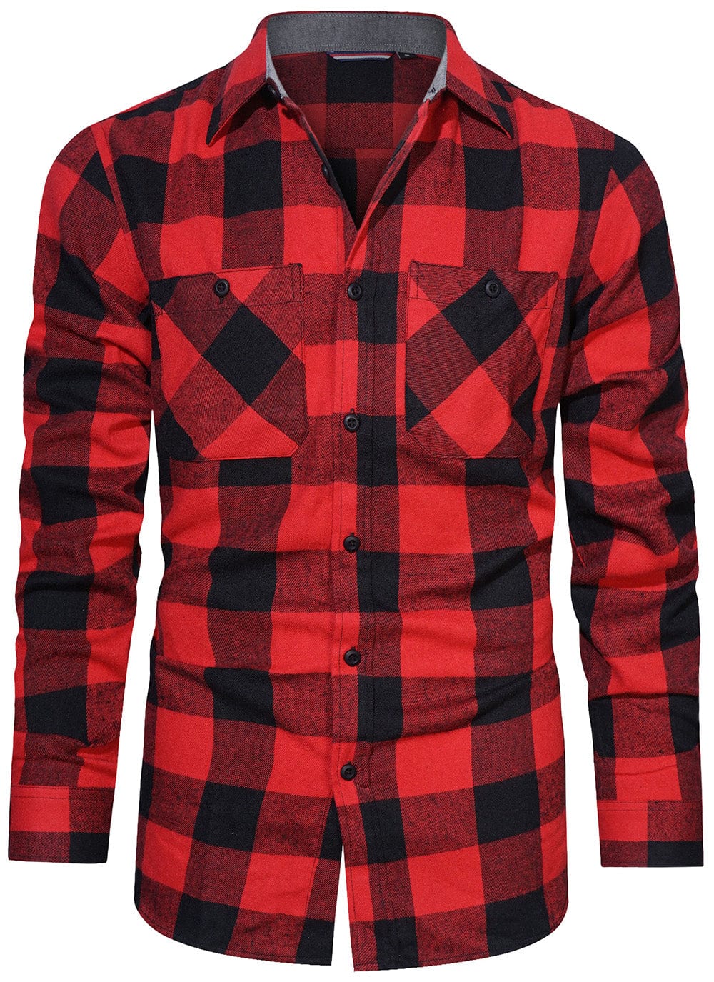 Flannel Shirt Cotton Blend Plaid Long Sleeve