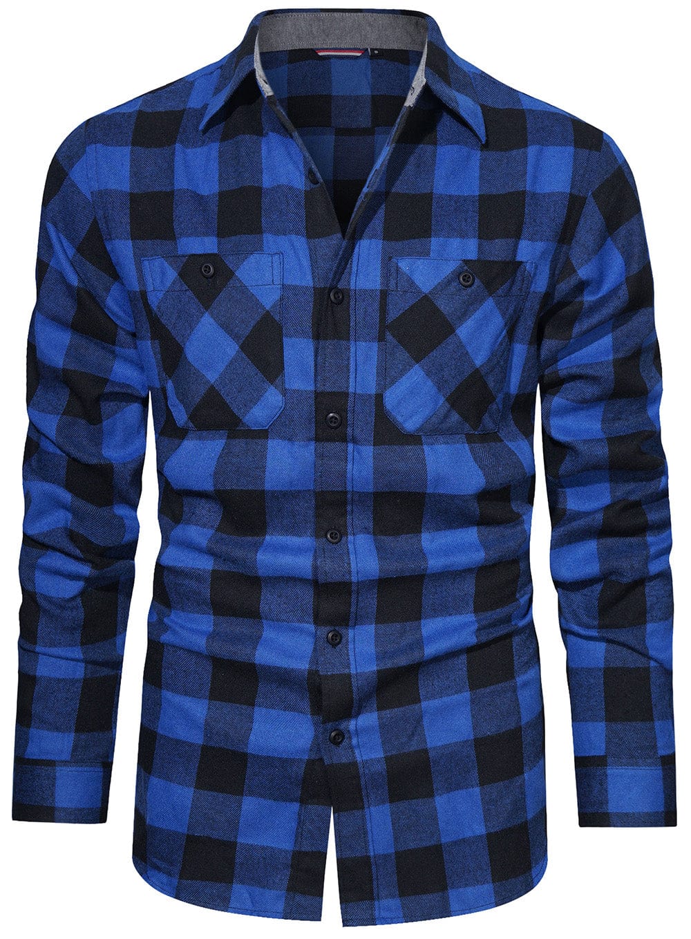 Flannel Shirt Cotton Blend Plaid Long Sleeve