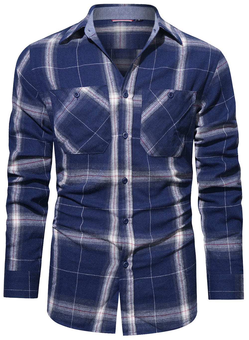Flannel Shirt Cotton Blend Plaid Long Sleeve