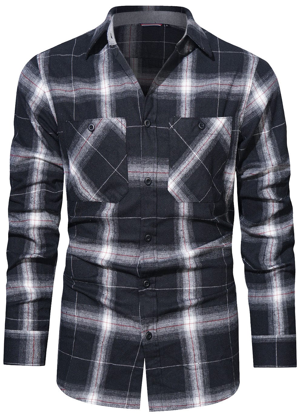 Flannel Shirt Cotton Blend Plaid Long Sleeve